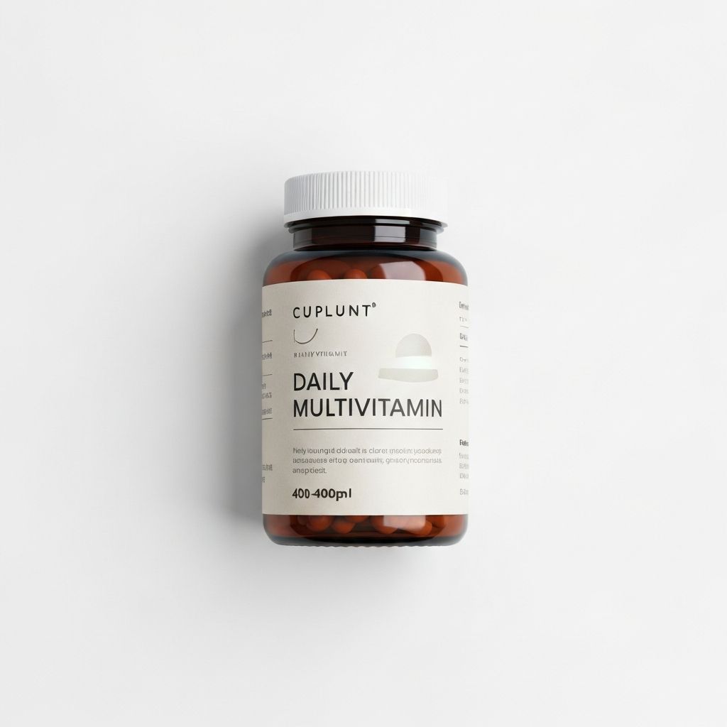 Daily multivitamin supplement bottle